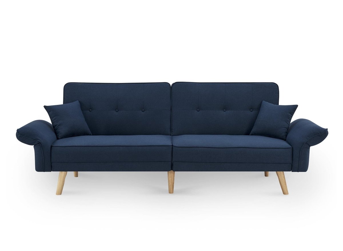 Canapé clic clac 3 places en tissu bleu CHILI - DécoInParis
