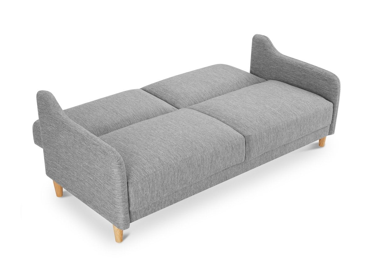 Canapé clic clac 3 places en tissu gris clair MARLON - DécoInParis