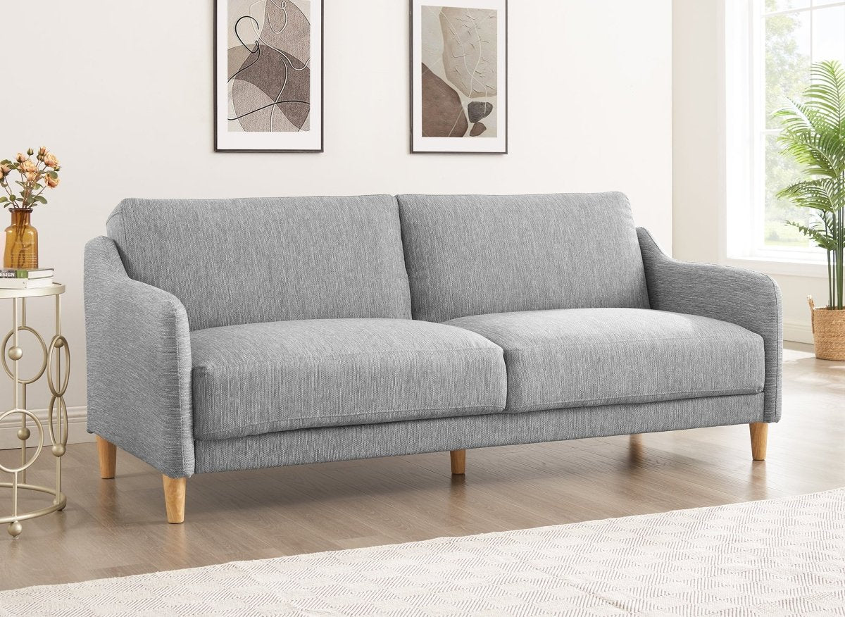 Canapé clic clac 3 places en tissu gris clair MARLON - DécoInParis