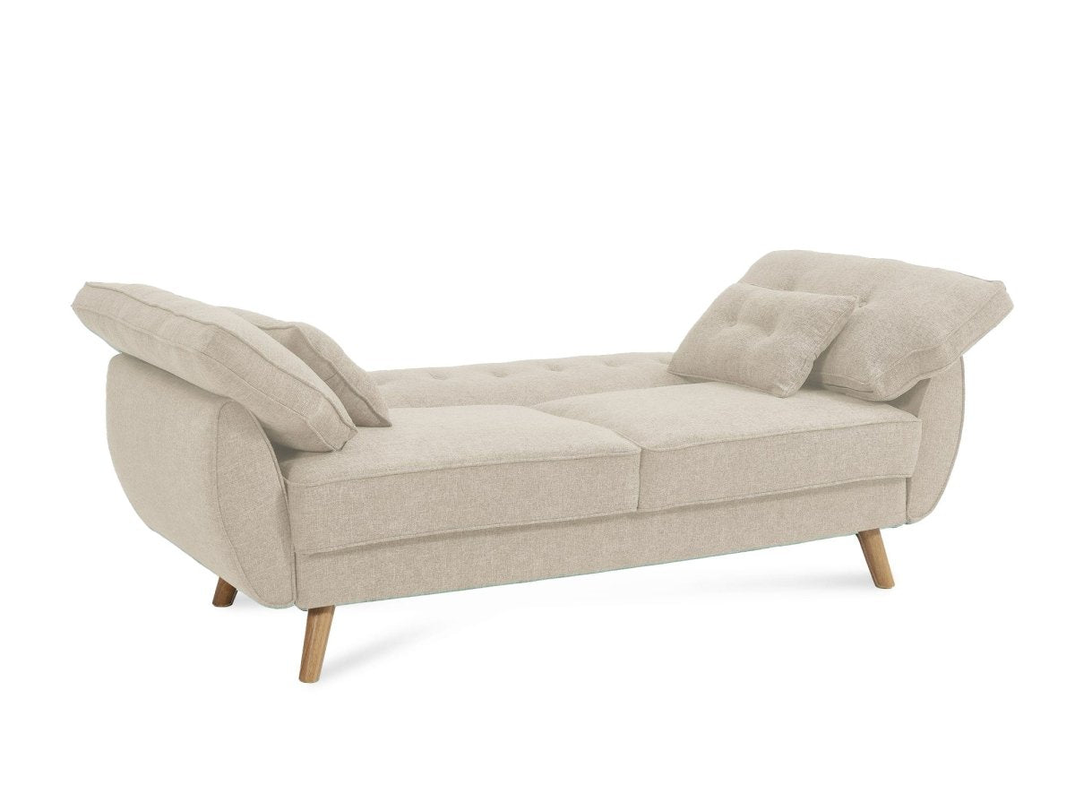 Canapé clic clac en tissu beige avec pieds en bois PANAMA - DécoInParis