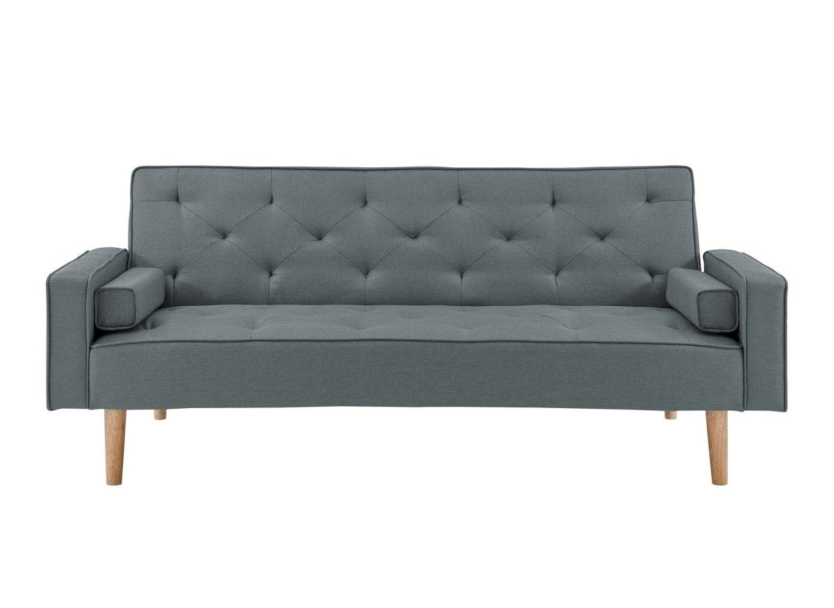 Canapé clic clac en tissu gris foncé avec pieds en bois JAKARTA - DécoInParis