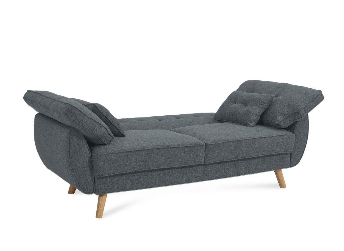 Canapé clic clac en tissu gris foncé avec pieds en bois PANAMA - DécoInParis