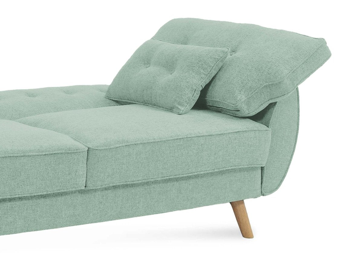 Canapé clic clac en tissu vert d'eau avec pieds en bois PANAMA - DécoInParis