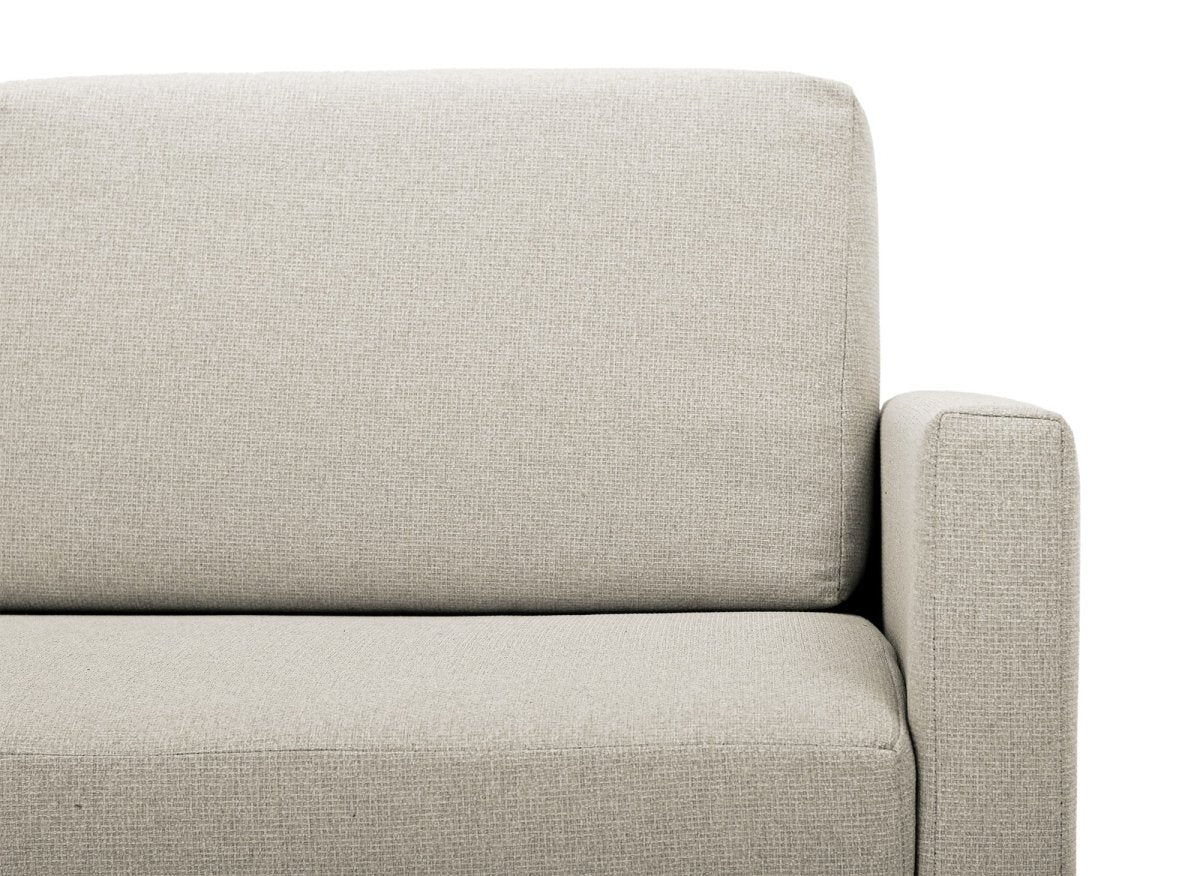 Canapé convertible 2 places avec coffre de rangement en tissu beige YERAZ - DécoInParis