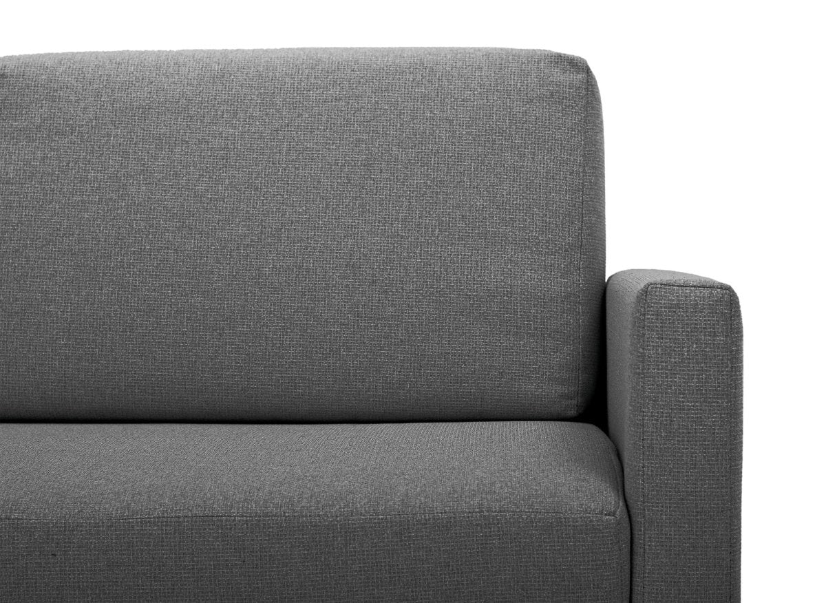 Canapé convertible 2 places avec coffre de rangement en tissu gris YERAZ - DécoInParis