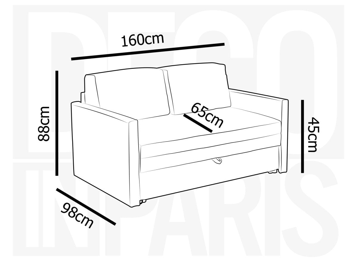 Canapé convertible 2 places avec coffre de rangement en tissu gris YERAZ - DécoInParis