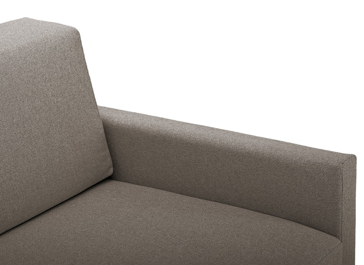 Canapé convertible 2 places avec coffre de rangement en tissu taupe YERAZ - DécoInParis