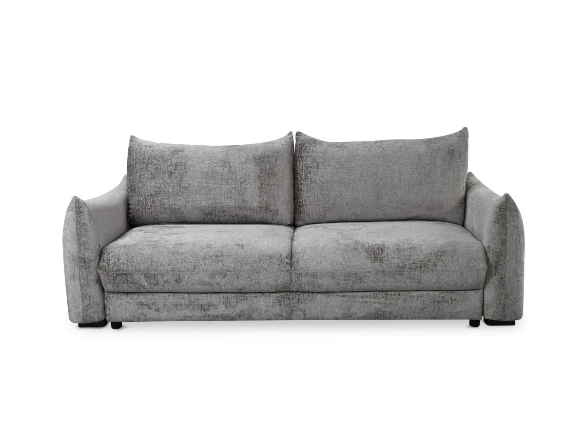 Canapé convertible 3 places avec coffre en velours chiné gris COLBY - DécoInParis