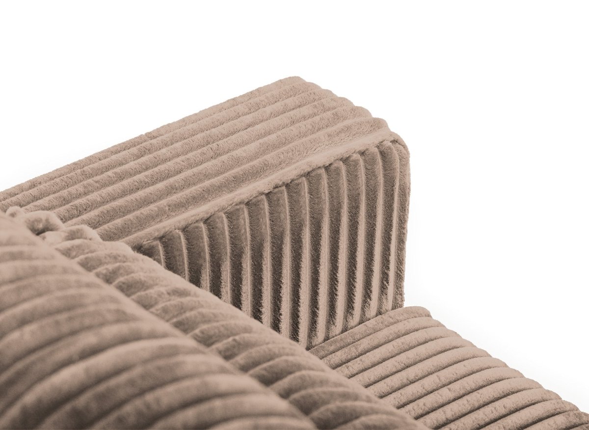 Canapé convertible 3 places avec coffre en velours côtelé épais taupe ZURIA - DécoInParis