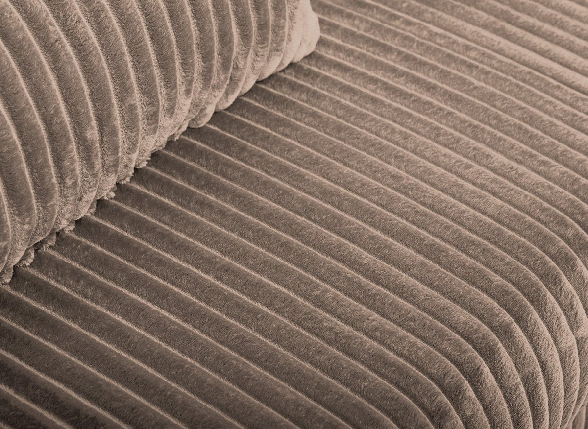 Canapé convertible 3 places avec coffre en velours côtelé épais taupe ZURIA - DécoInParis