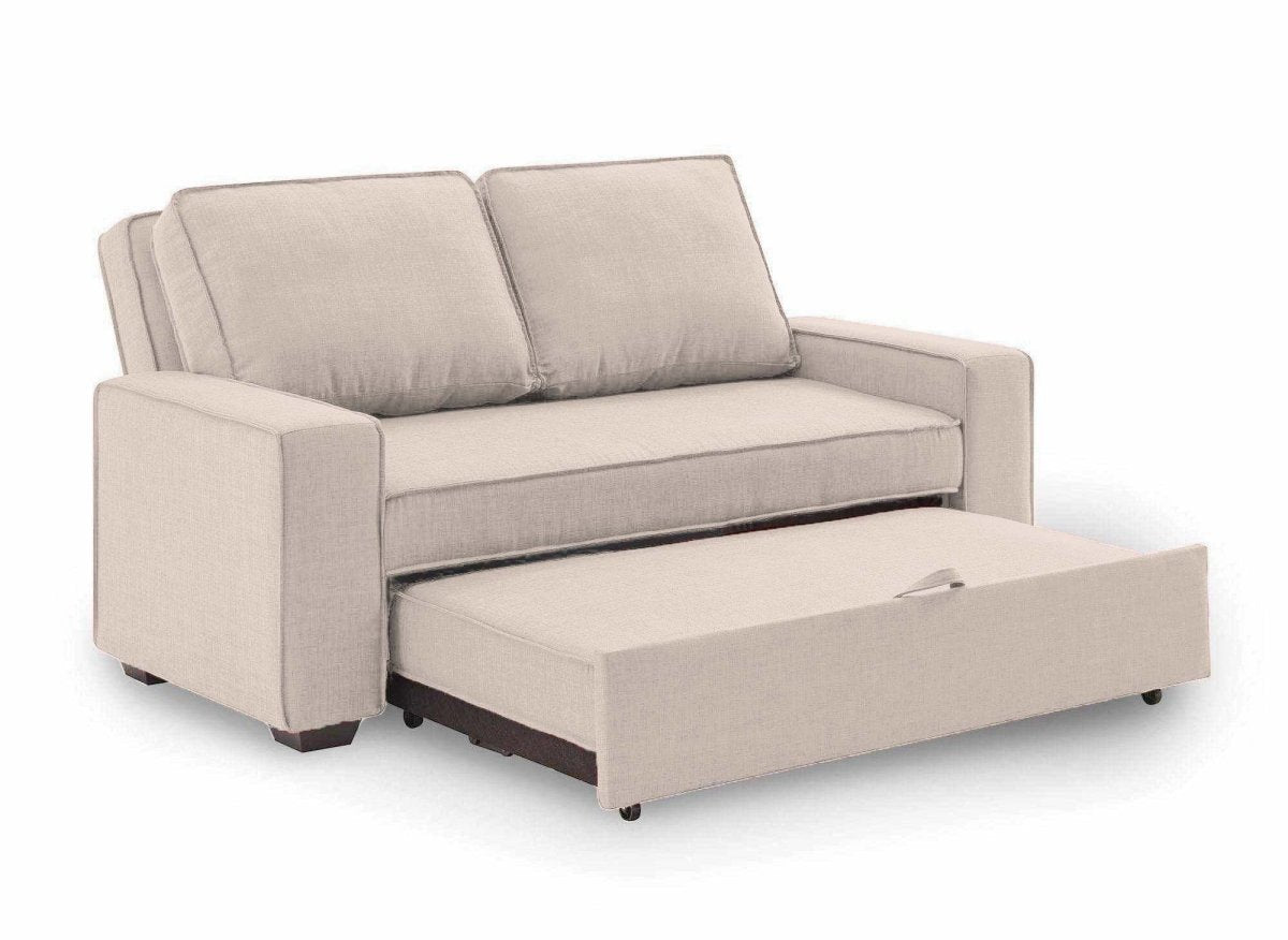 Canapé convertible 3 places en tissu beige JAMES - DécoInParis