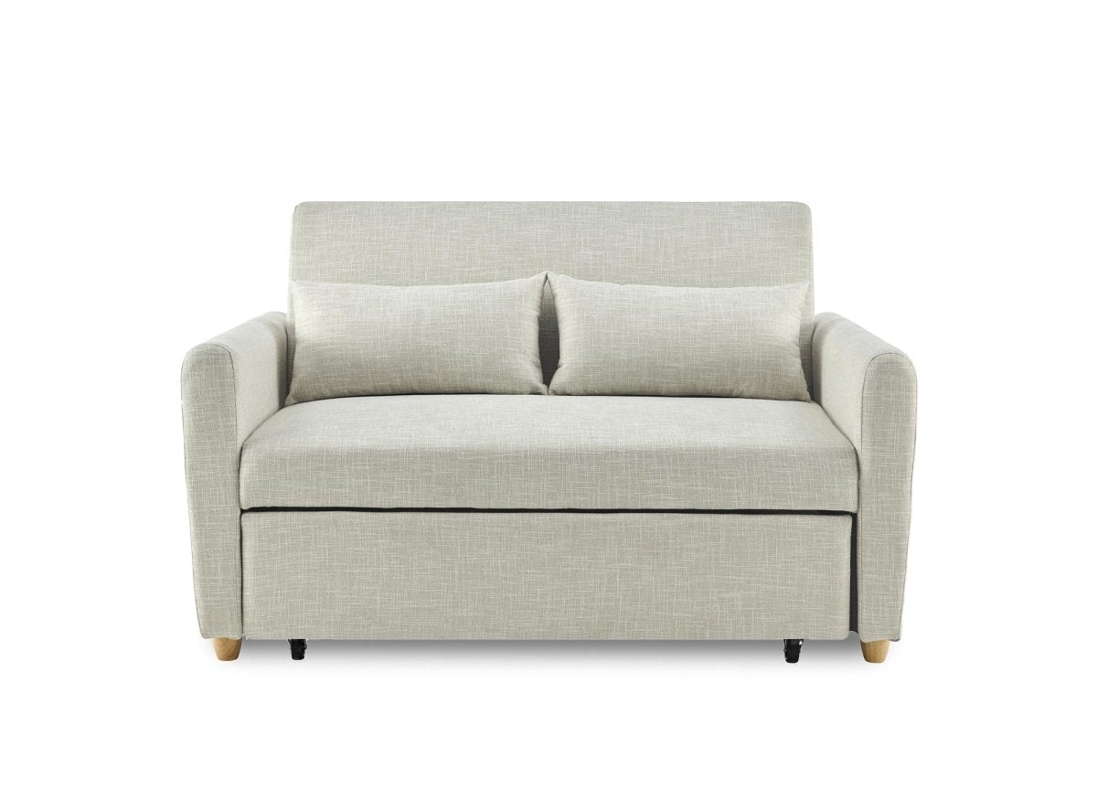 Canapé convertible 3 places en tissu beige KALAYA - DécoInParis