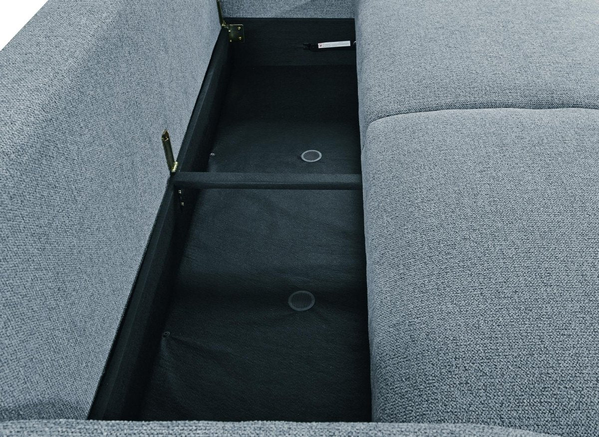 Canapé convertible 3 places en tissu bouclette bleu MAYORA - DécoInParis