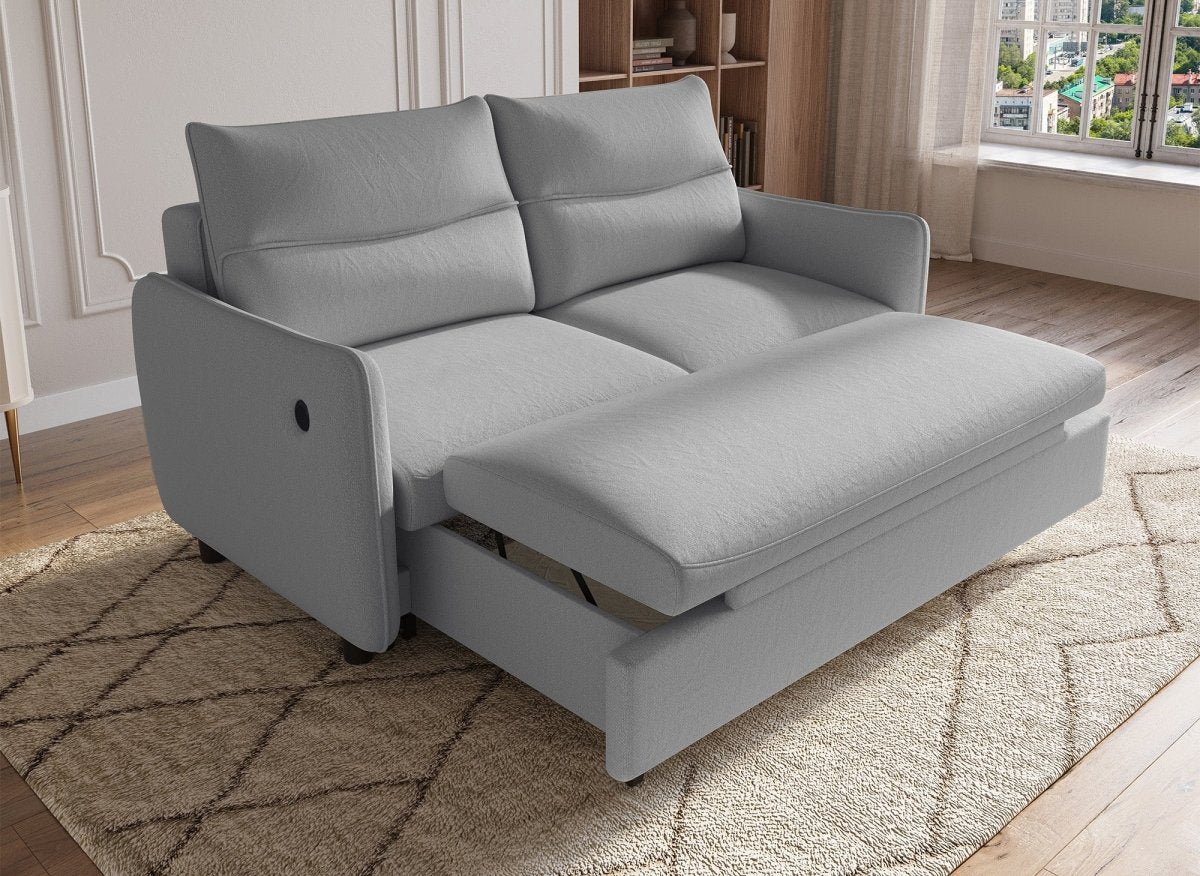 Canapé convertible 3 places en tissu gris clair ZADIG - DécoInParis