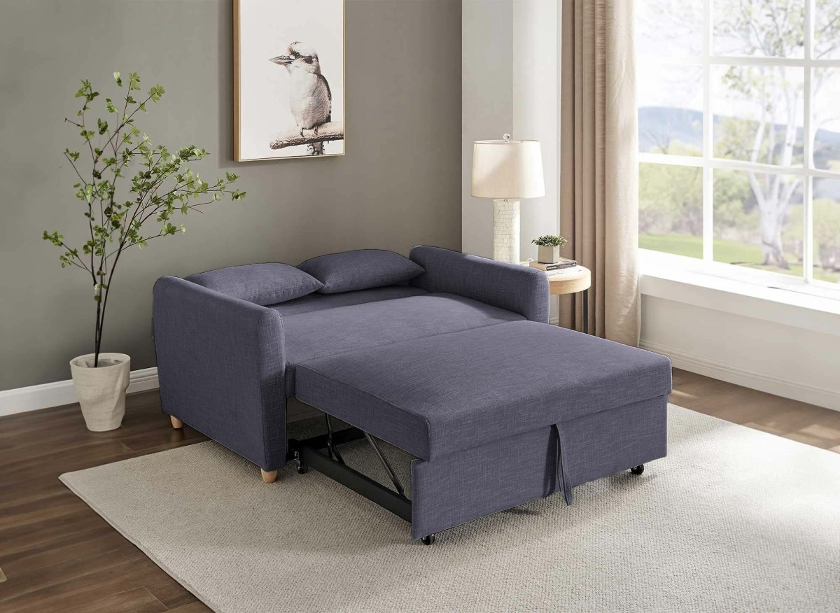 Canapé convertible 3 places en tissu gris foncé KALAYA - DécoInParis