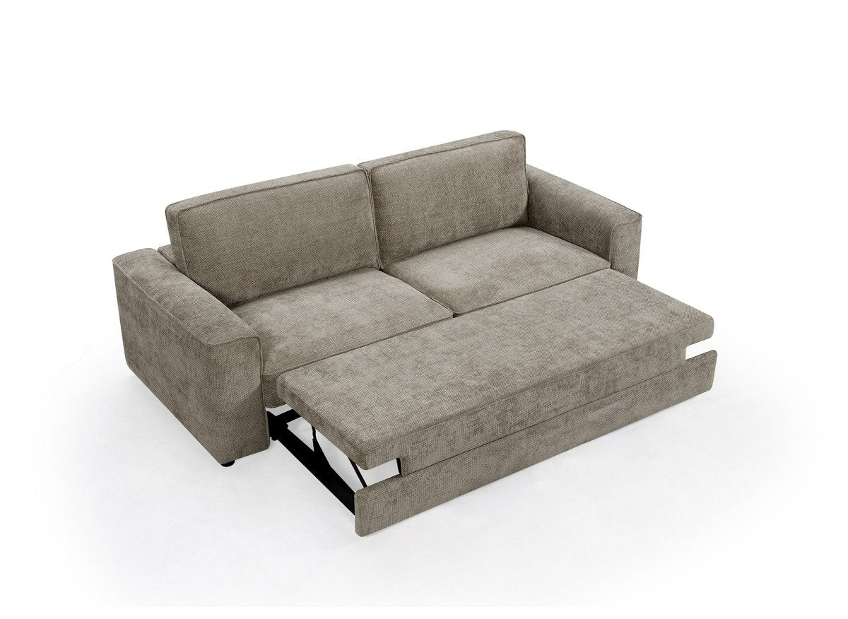 Canapé convertible 3 places en velours chiné taupe DENITSA - DécoInParis