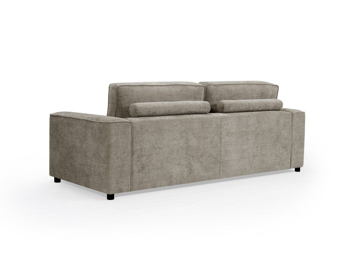 Canapé convertible 3 places en velours chiné taupe DENITSA - DécoInParis