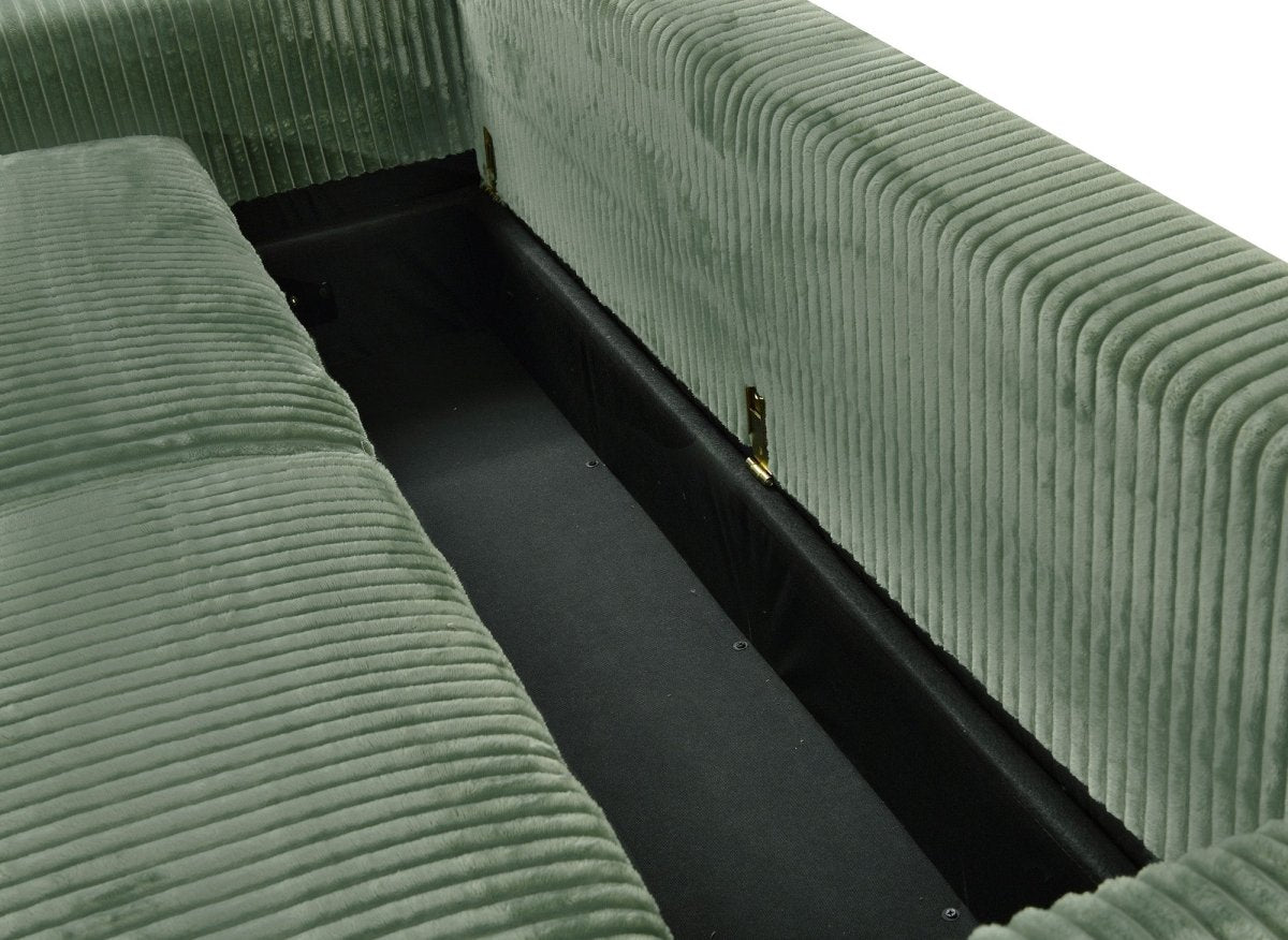 Canapé convertible 3 places en velours côtelé épais vert ALINE - DécoInParis