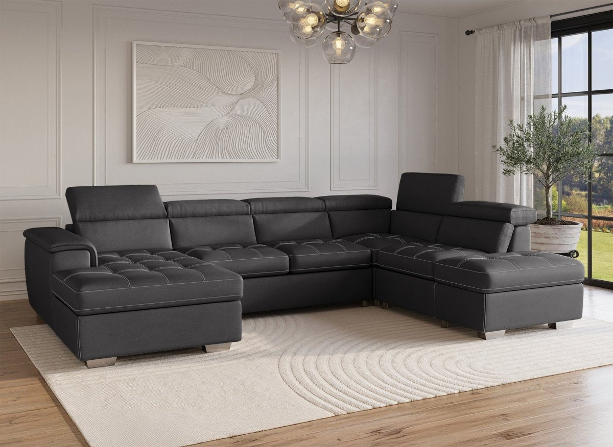 Canapé d'angle convertible 5 places avec coffre de rangement en microfibre | | Prix direct usine Canapé d'angle convertible 5 places avec coffre de rangement en microfibre | | Prix direct usine