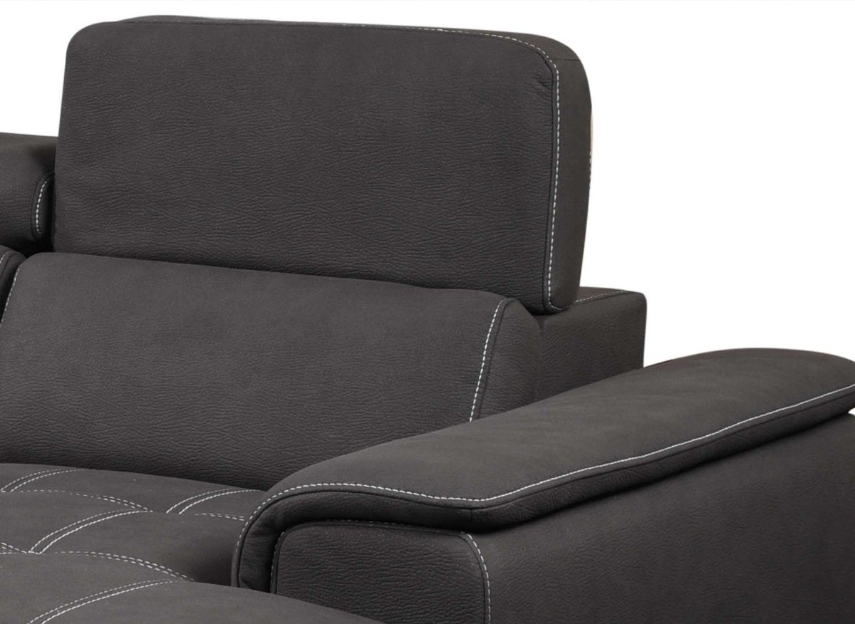 Canapé convertible et panoramique avec coffre de rangement en tissu gris OLIVER - Angle Gauche - DécoInParis