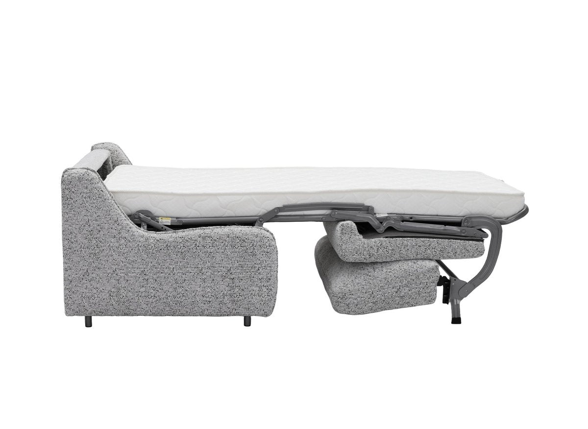 Canapé convertible express 1 place en tissu bouclette gris IMELDA - DécoInParis