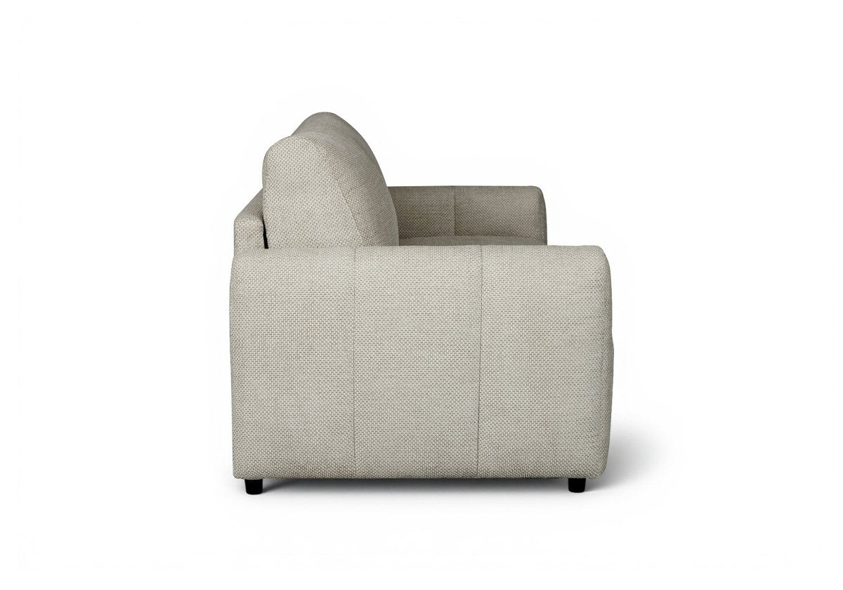 Canapé convertible express 3 places en tissu beige ISANDRO - DécoInParis