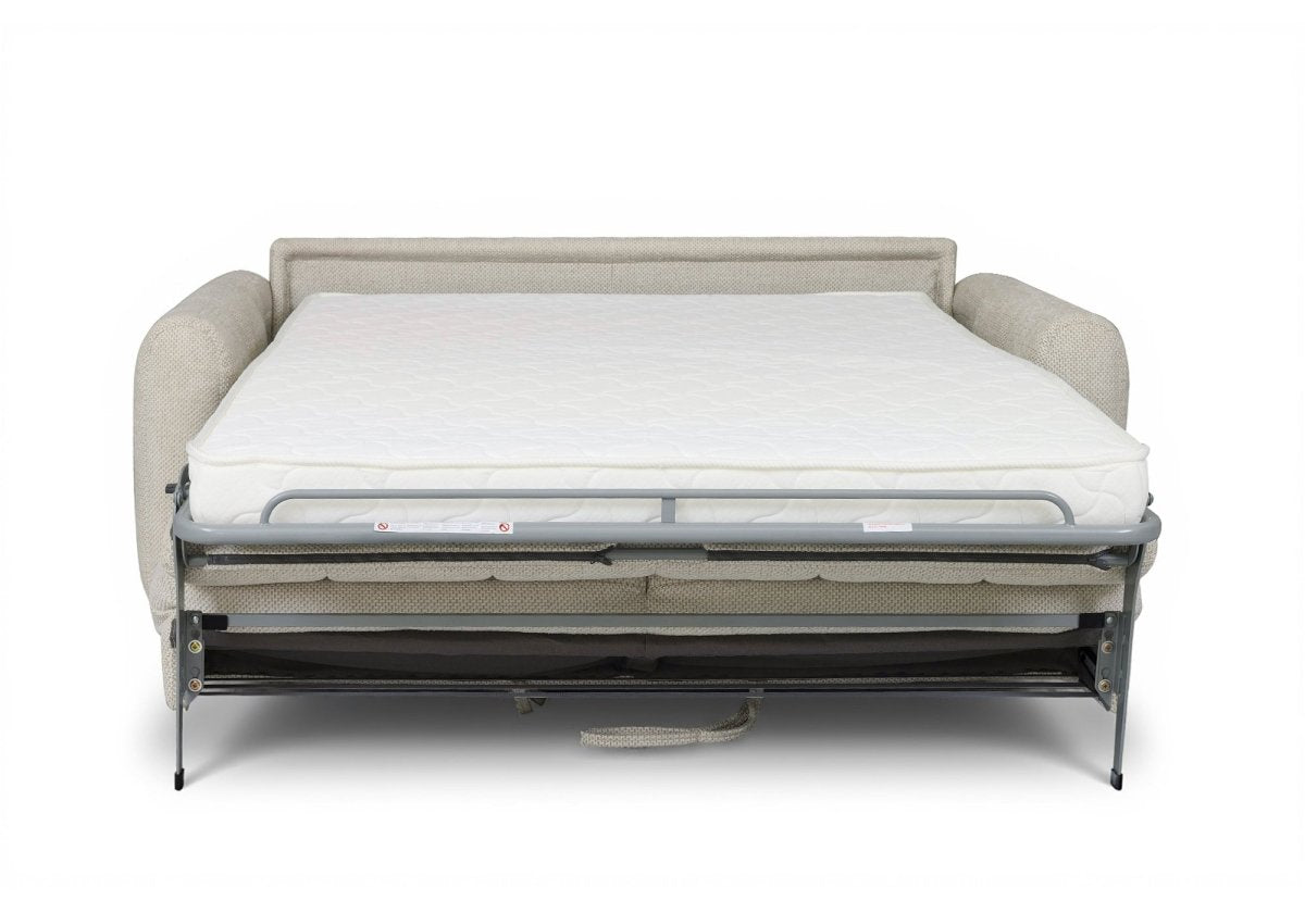 Canapé convertible express 3 places en tissu beige ISANDRO - DécoInParis