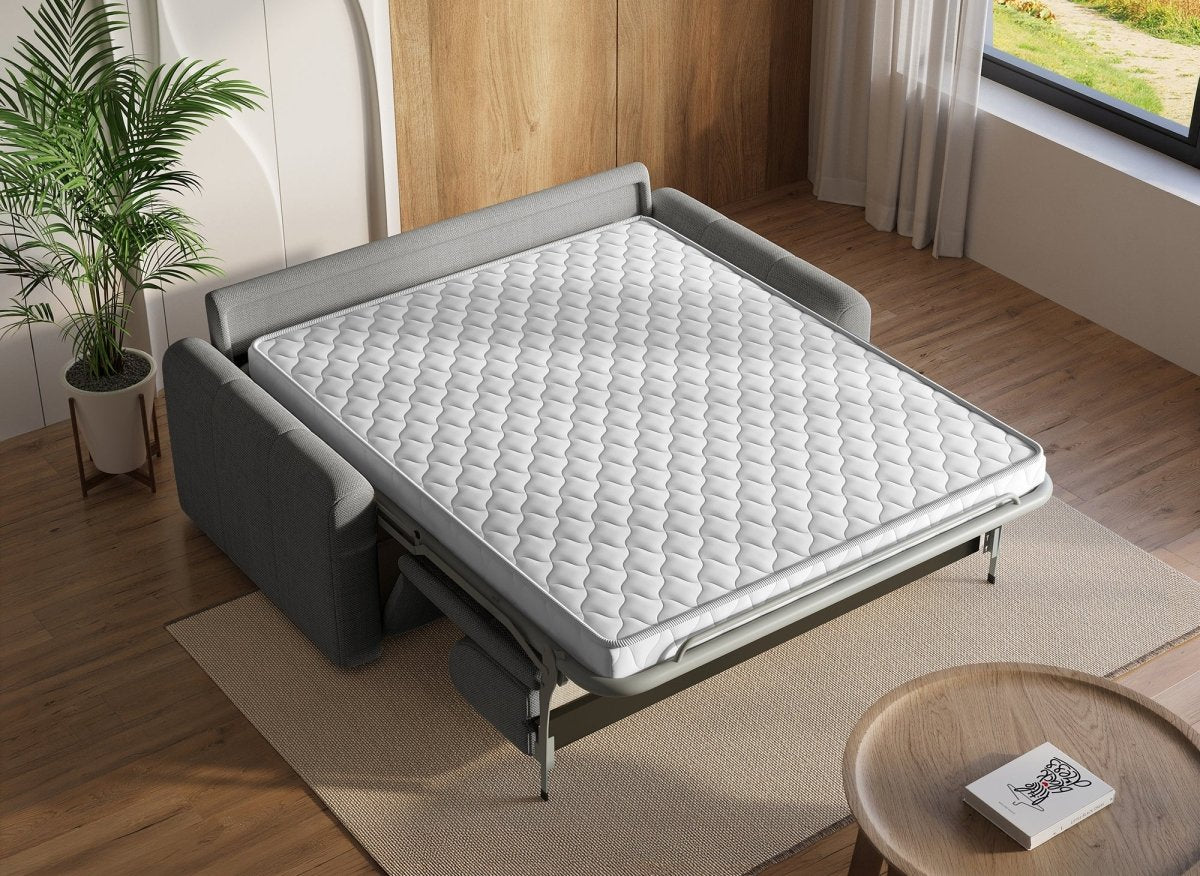 Canapé convertible express 3 places en tissu gris ISANDRO - DécoInParis