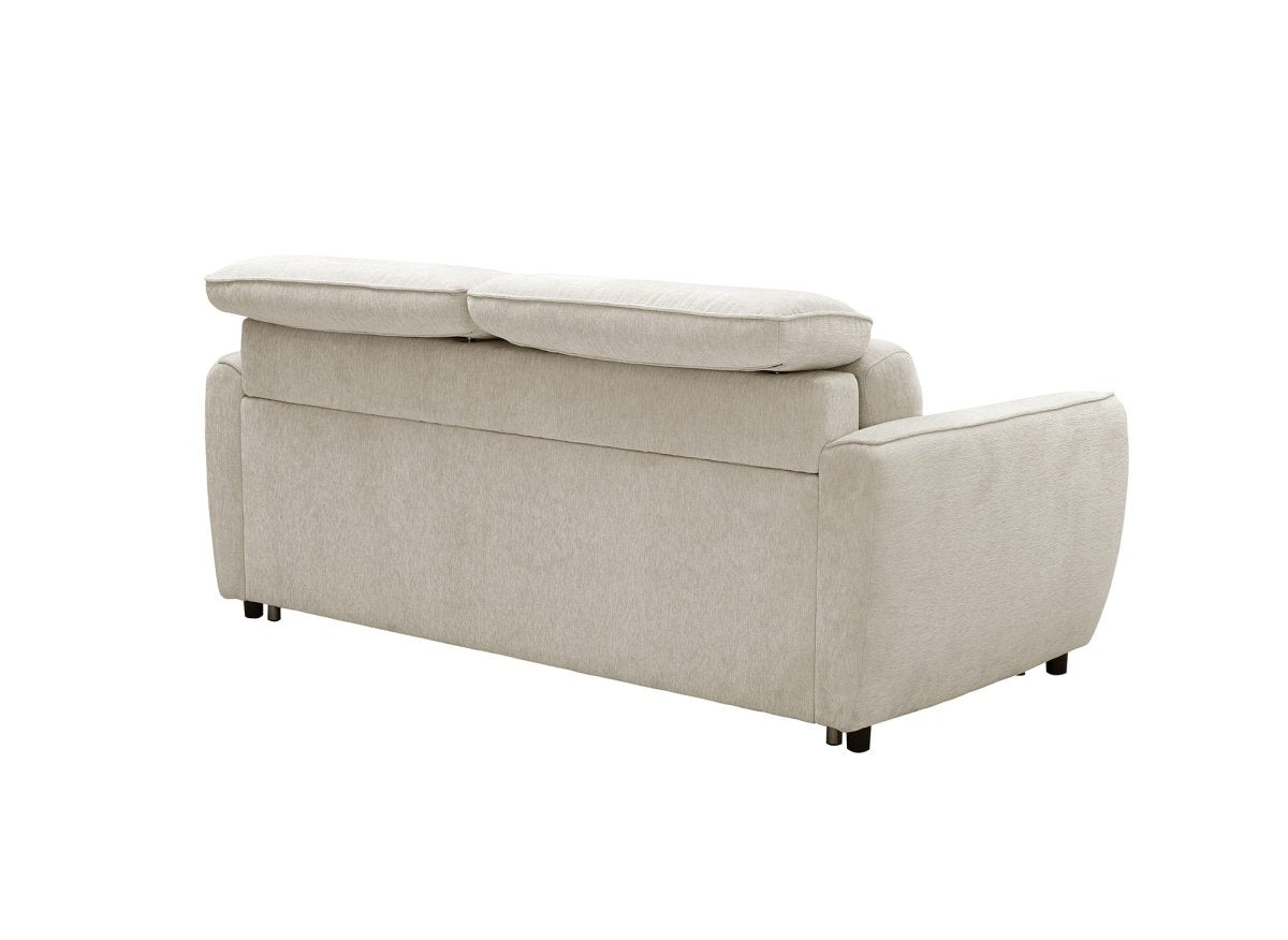 Canapé convertible express 3 places en tissu texturé beige JACINTHE - DécoInParis