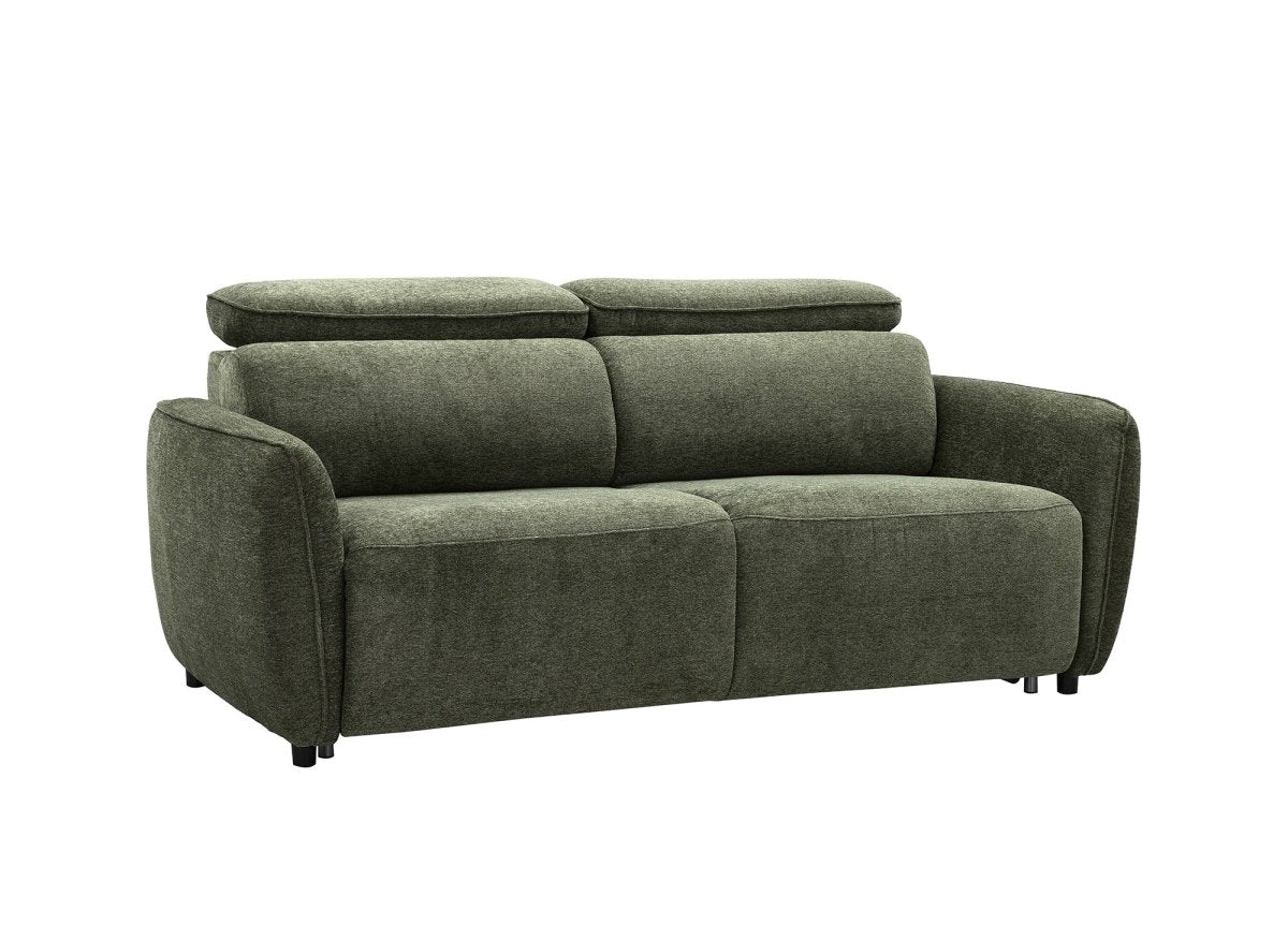 Canapé convertible express 3 places en tissu texturé vert JACINTHE - DécoInParis