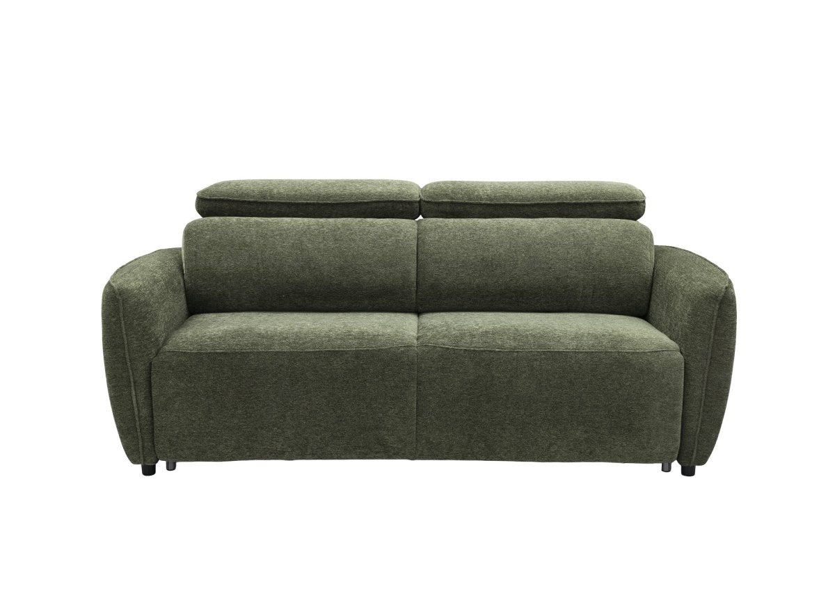 Canapé convertible express 3 places en tissu texturé vert JACINTHE - DécoInParis
