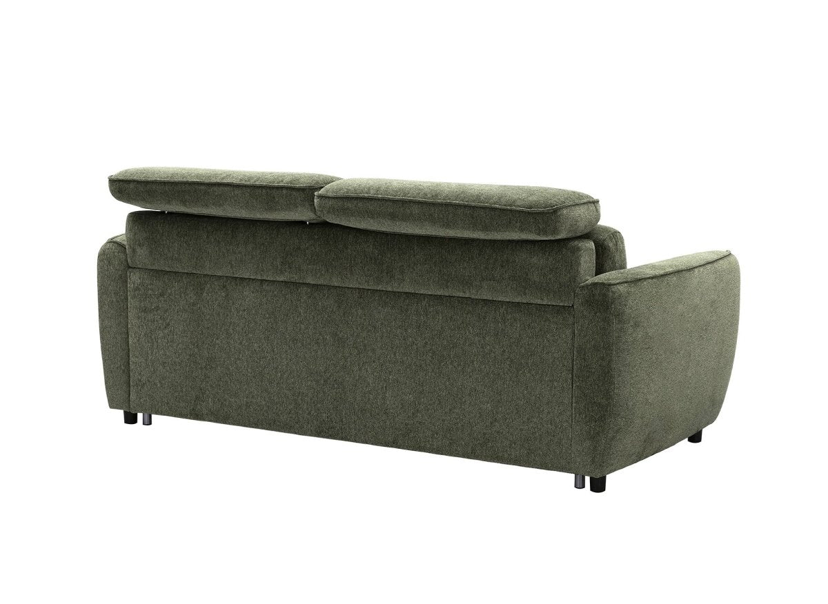 Canapé convertible express 3 places en tissu texturé vert JACINTHE - DécoInParis