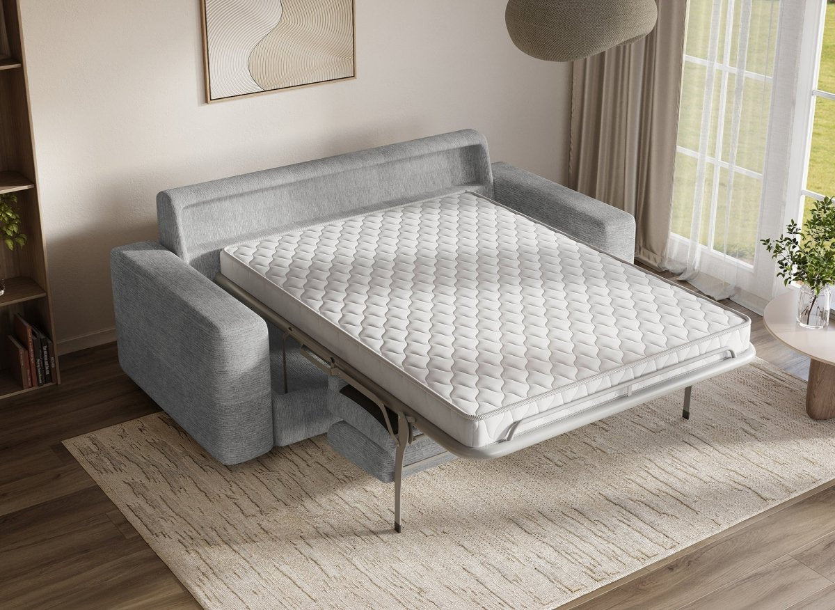 Canapé convertible express 3 places en velours chiné gris clair AMAURY - DécoInParis