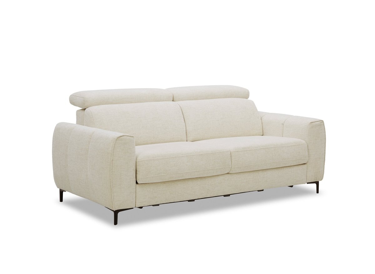 Canapé convertible express 3 places en velours texturé beige CALEB - DécoInParis