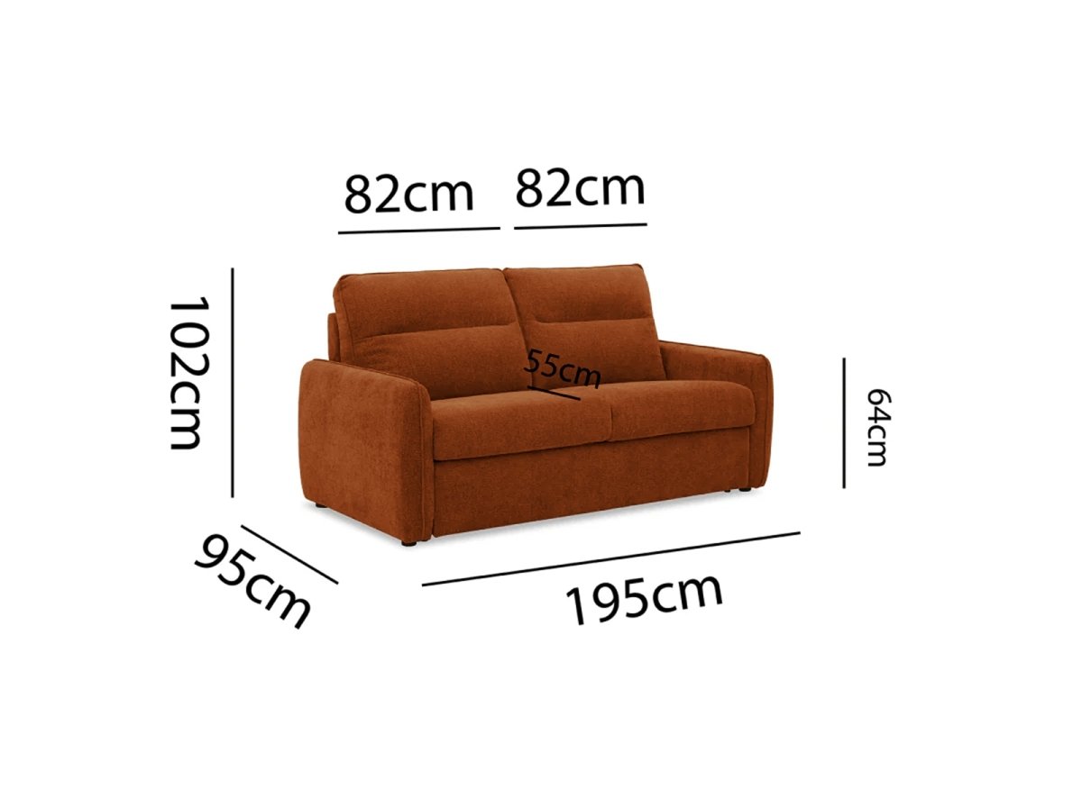 Canapé convertible express 3 places matelas 15 cm en tissu texturé terracotta ADILIO - DécoInParis