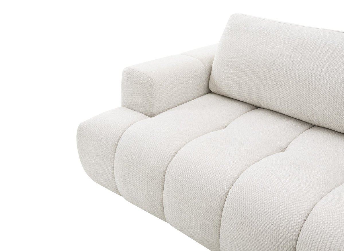 Canapé d'angle convertible avec coffre en tissu beige HAVEN - Angle droit - DécoInParis