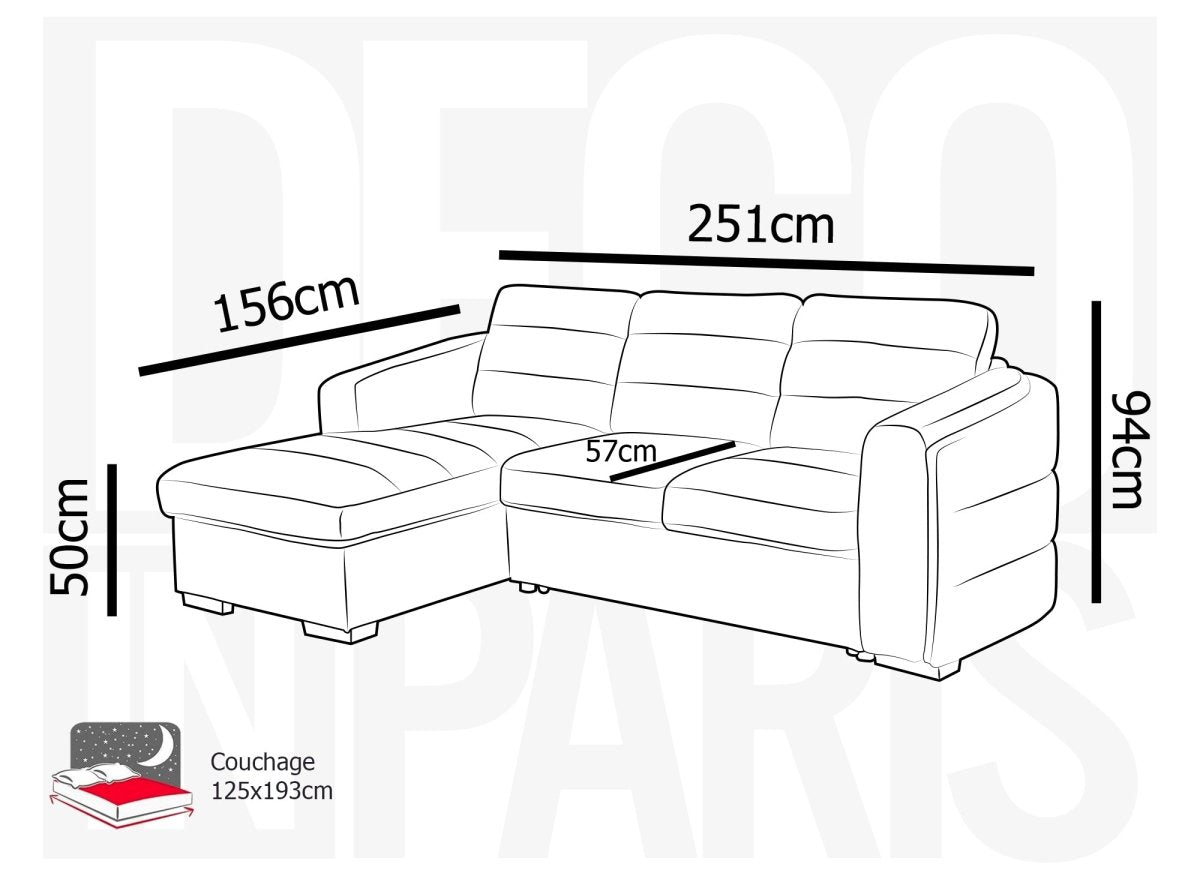 Canapé d'angle convertible avec coffre en tissu bouclette beige CALANDRA - Angle gauche - DécoInParis