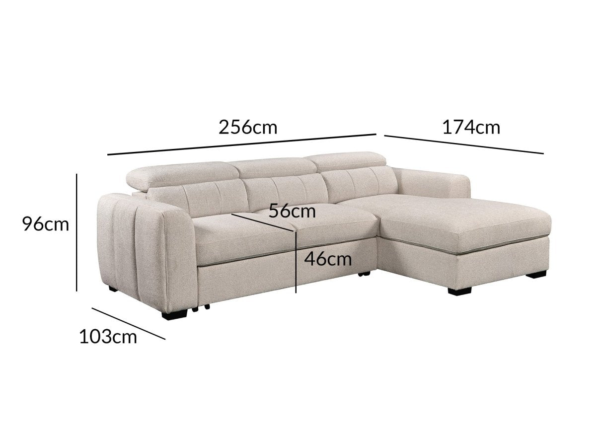 Canapé d'angle convertible avec coffre en tissu bouclette beige NAOMI -Angle droit - DécoInParis