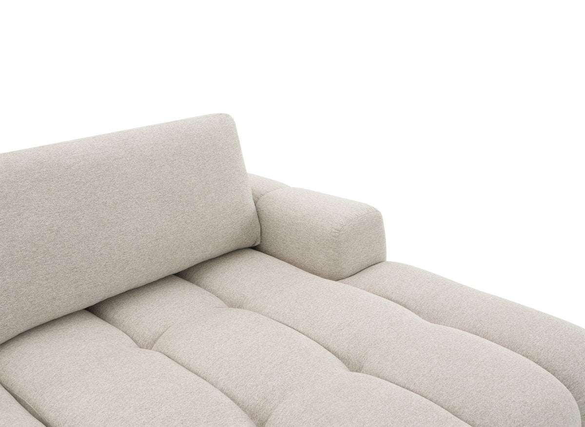 Canapé d'angle convertible avec coffre en tissu texturé beige BERENICE - Angle droit - DécoInParis