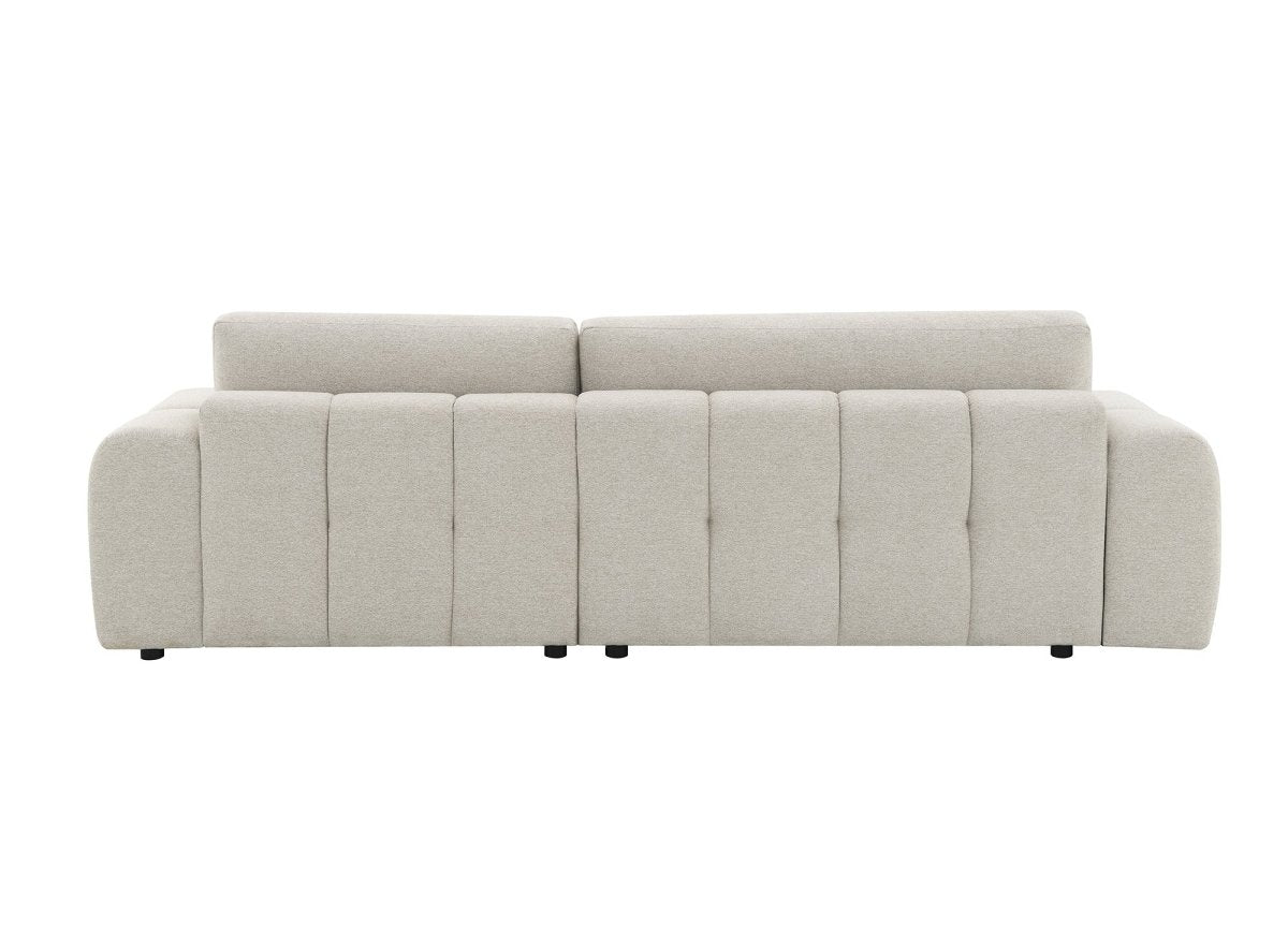 Canapé d'angle convertible avec coffre en tissu texturé beige BERENICE - Angle droit - DécoInParis
