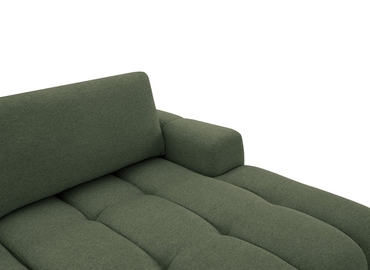 Canapé d'angle convertible avec coffre en tissu texturé vert olive BERENICE - Angle droit - DécoInParis