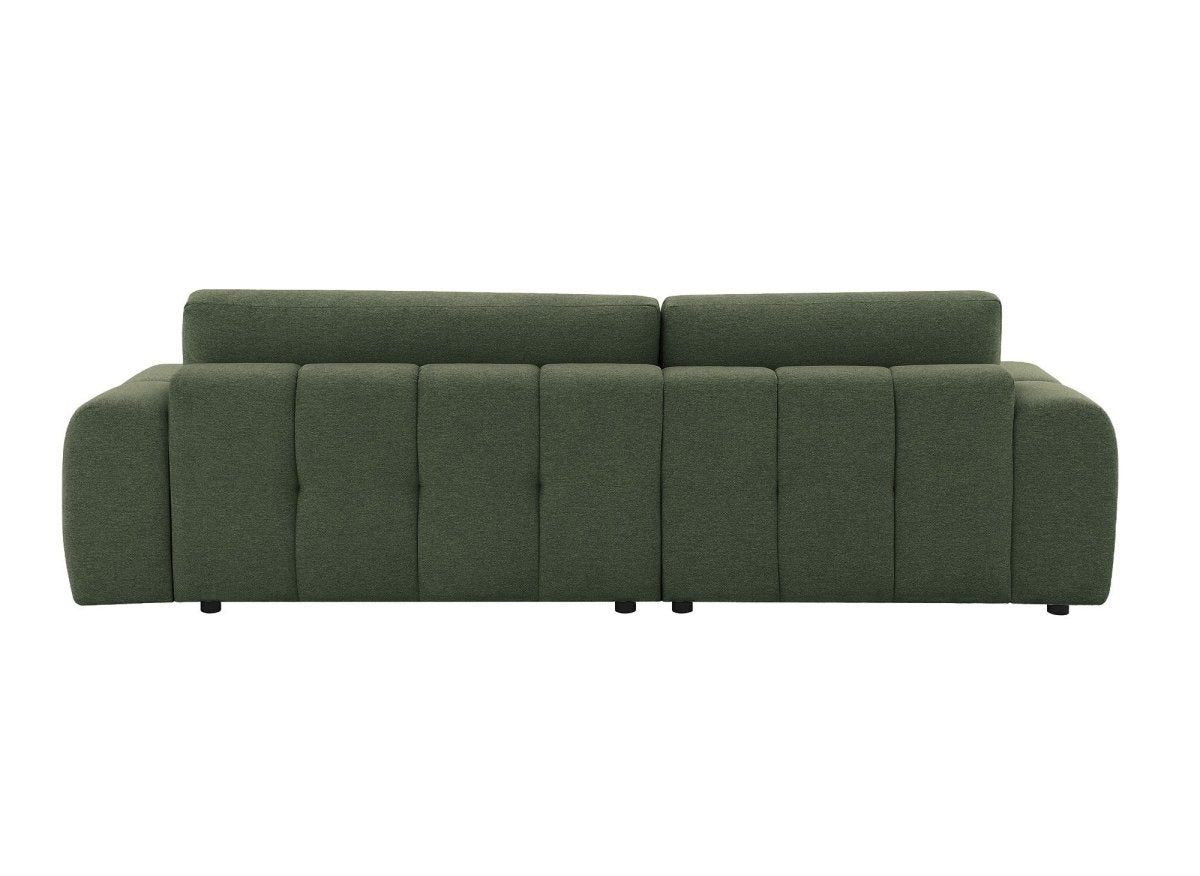 Canapé d'angle convertible avec coffre en tissu texturé vert olive BERENICE - Angle gauche - DécoInParis