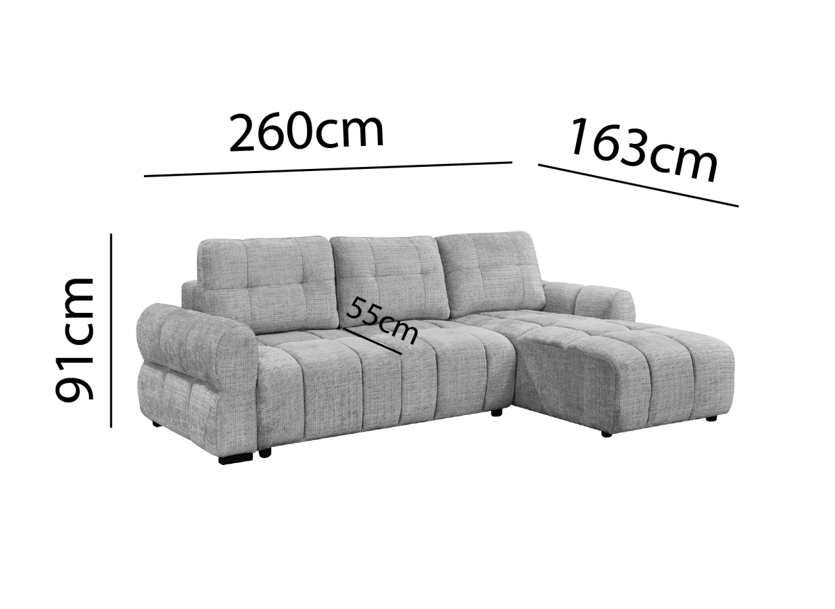 Canapé d'angle convertible avec coffre en velours chiné gris MAHLONE - Angle droit - DécoInParis