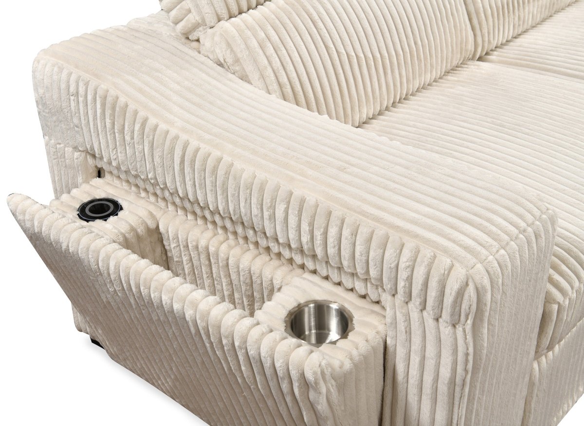 Canapé d'angle convertible avec coffre en velours côtelé beige MARTY - Angle droit - DécoInParis