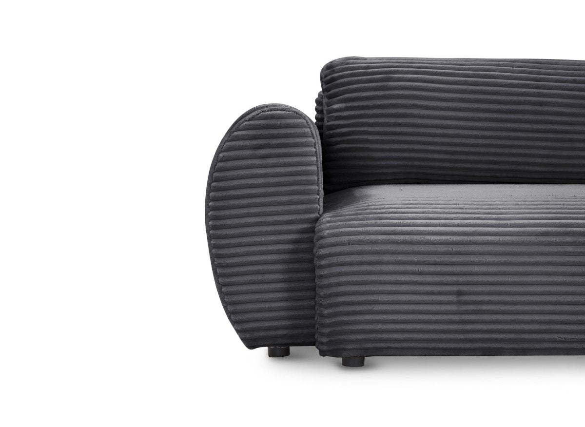 Canapé d'angle convertible avec coffre en velours gros côtelé doux gris TILDA - Angle droit - DécoInParis