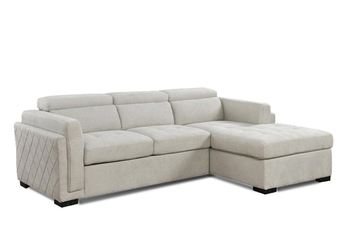 Canapé d'angle convertible en tissu beige CHANDLER - Angle droit - DécoInParis