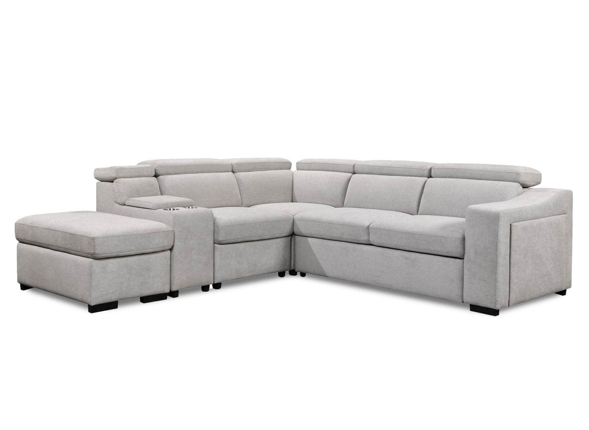 Canapé d'angle convertible en tissu beige DEREK XL - Angle gauche - DécoInParis