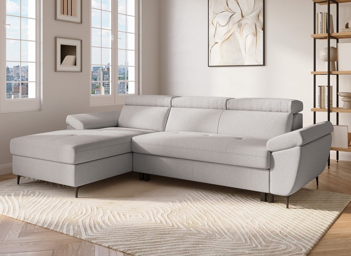 Canapé D'angle Convertible Geye - 227 Cm - Beige - Tissu - Paris Prix