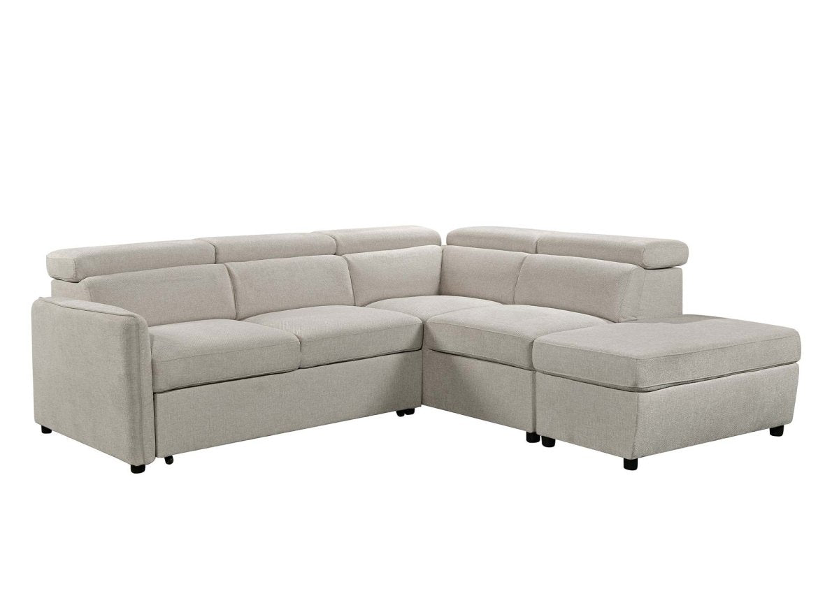 Canapé d'angle convertible en tissu beige NAIROBI - Angle droit - DécoInParis