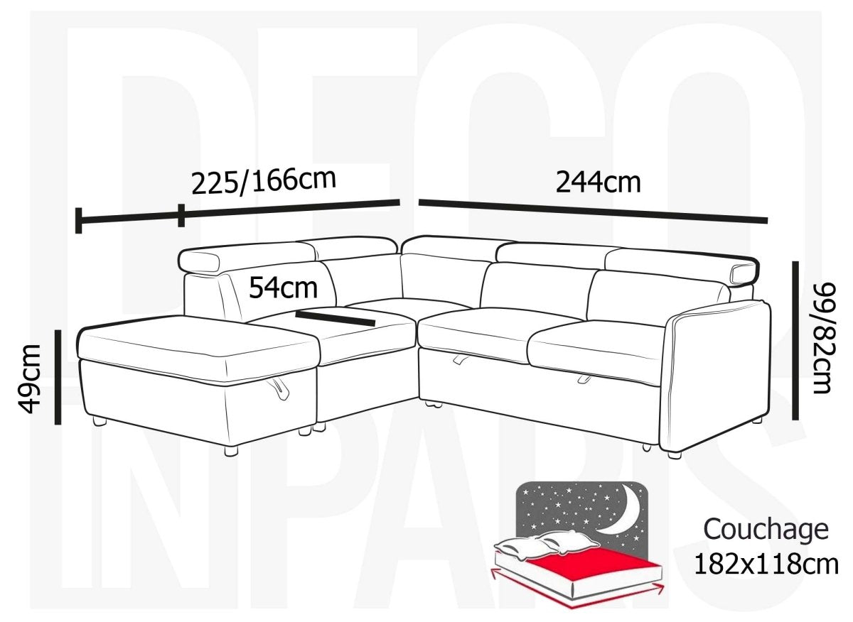 Canapé d'angle convertible en tissu beige NAIROBI - Angle gauche - DécoInParis